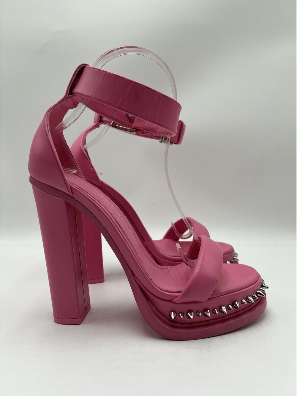 Women’s Alexander McQueen 120mm Spiked Leather Platform Sandals in pink Size 39